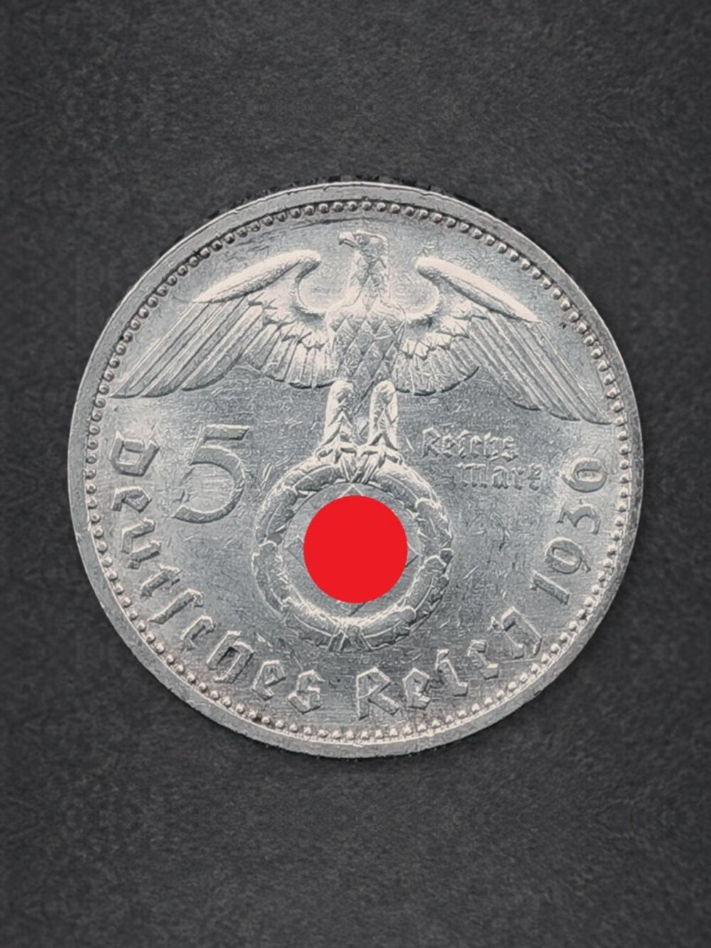 1936 E Germany 5 Reichsmark Silver Coin Hindenburg Third Reich KM#94